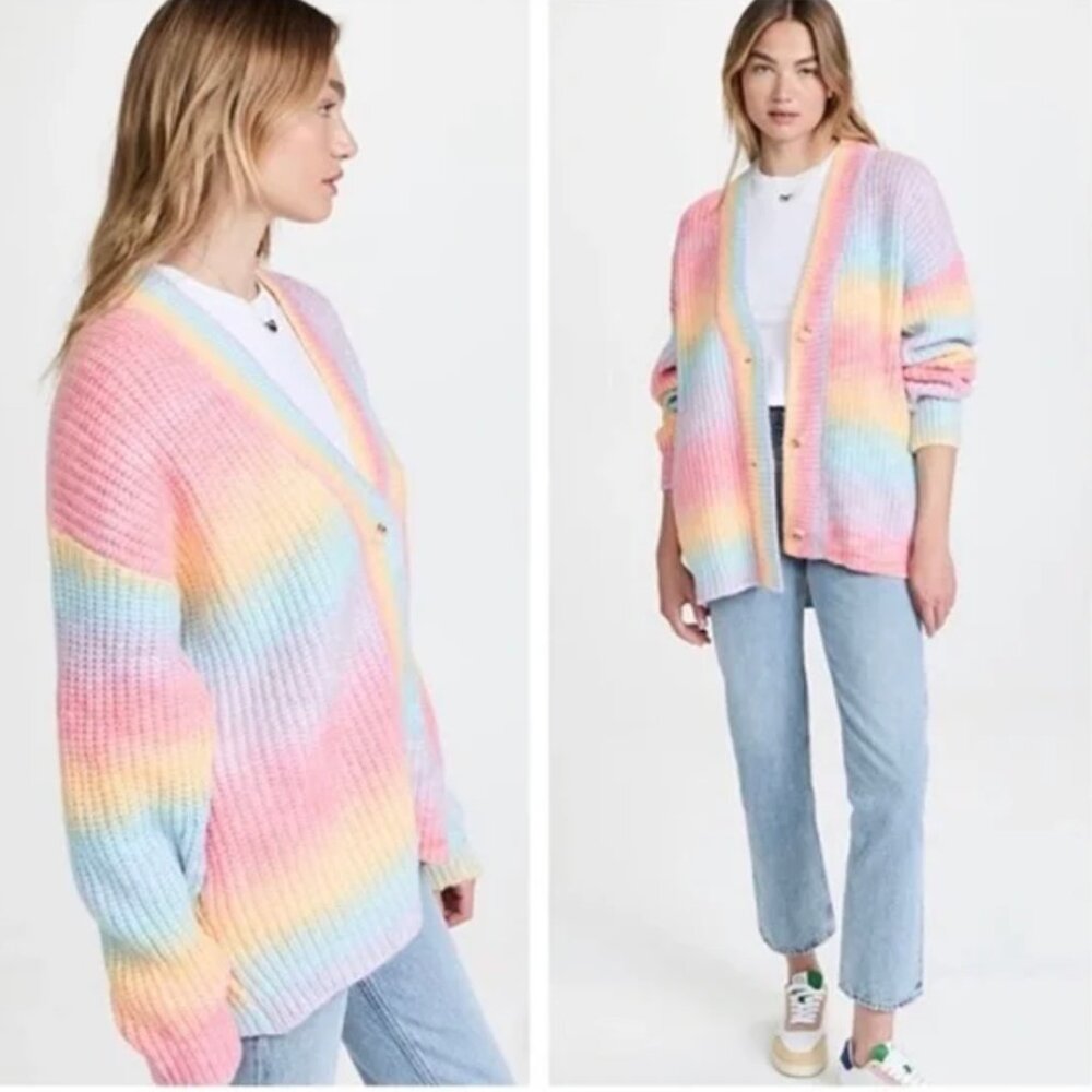 Blank NYC "I Hope So" Oversized Cardigan Sweater rainbow pastel - Picture 2 of 9